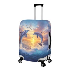 BIGCARJOB Dolphin Luggage Cover for Travel Suitcase Protector Decor Carry On Stretch Luggage Sleeve Cover Baggage Pad Fit 18-21 Inch