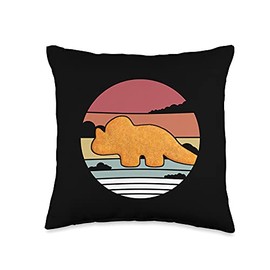 Dinosaurs Vaporwave Aesthetic Dino Triceratops Chicken Nugget Retro | Vintage Dinosaur Throw Pillow, 16x16, Multicolor