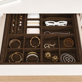 CHIHUT 12''x100'' Brown Velvet Flocking Contact Paper Self Adhesive Velvet Drawer Liner Roll for Jewelry DIY Crafts Soft Removable Velvet Fabric Wallpaper Peel and Stick for Bedroom Dressers Cabinets