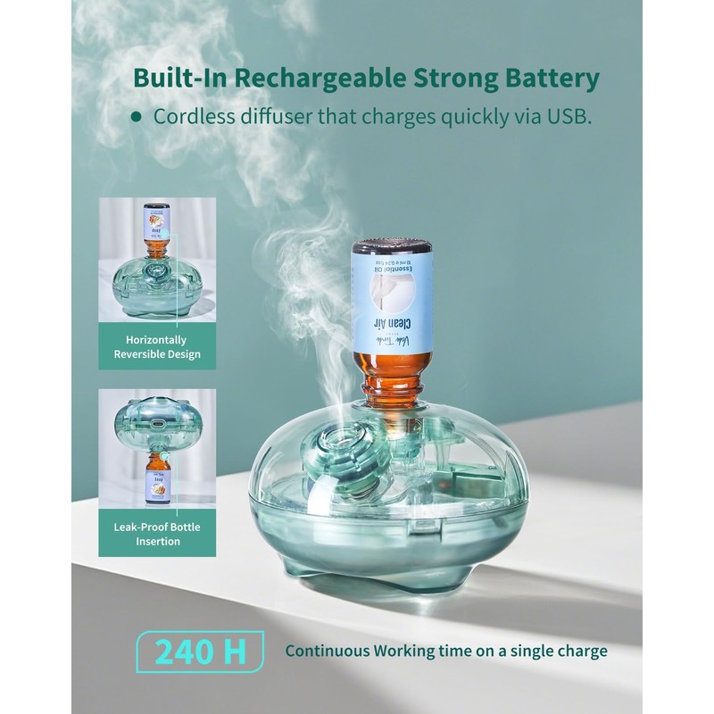 VEDA TINDA SCENT Upgraded Cordless Rechargeable Waterless Diffuser and Clean
