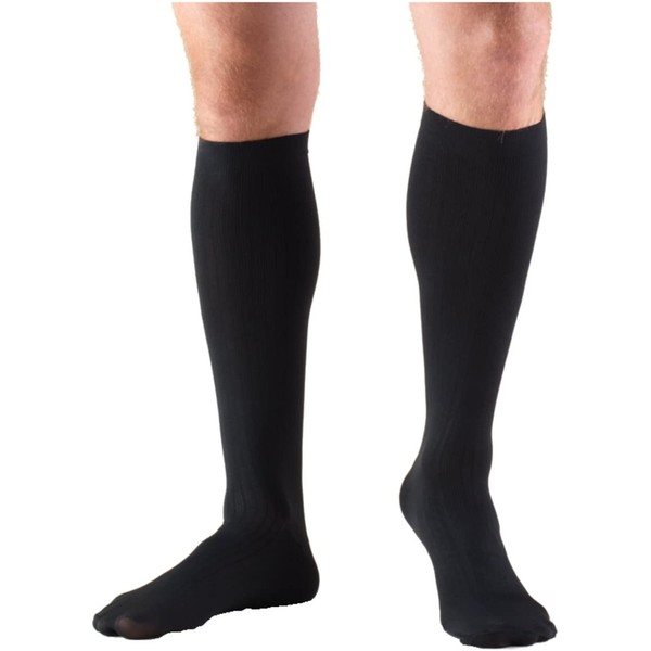 Truform Compression Socks, 8-15 mmHg, Men's Dress Socks, Knee High Over Calf Length, Black, Medium