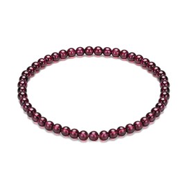 EUMENIDES Women's Natural Gemstone Bracelet, 4/6MM, Tourmaline, Crystal,Agate,Chalcedony，Shell Stone，Stretch Beaded Bracelet (Purple-Black - Garnet，3MM)