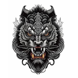 5 Sheets Temporary Warrior Tattoo Hannya Oni Mask Tattoo Samurai Tattoo Sam5