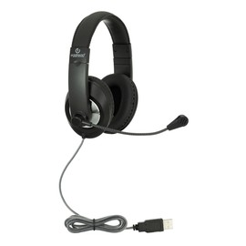 Egghead Premium Over-Ear School Testing & USB Multimedia Headset with Adjustable Headband, Leatherette Cushions, 360° Pivoting Microphone, and Resealable Storage Bag
