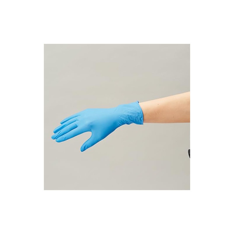Okamoto 854B-L 379236 Hygienic Nitrile Light Gloves, Large, Blue, Powder