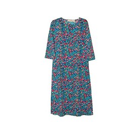 LA CERA Women's Dress, 100% Cotton Knit, Printed, Pull-On, Scoop Neck, 2 Side Pockets, Hand Wash Only Navy