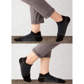 VWELL Men's Five-Toe Socks, Sweat Absorbent, Quick-Drying, Crew Socks, 5-Toe Socks, Casual, Antibacterial, Deodorant, Breathable, Suitable for All Seasons, Durable Socks, 4-Pair Set, 10-10.8 inches