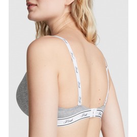 Victoria's Secret Women's Pink Wear Everywhere Push Up Bra, Bras for Women, Medium Heather Grey Logo, 36DDD