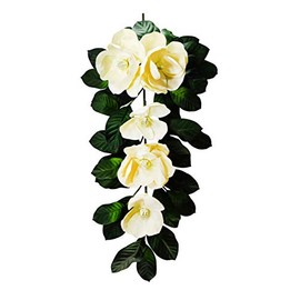 VGIA 30 inches silk magnolia teardrop garland for wedding party home garden, wedding arch garden wall decoration, home decoration - Cream
