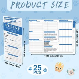 Dunzoom 25 Pcs Cat Health Records Cat Vaccine Record Book Kitten Vaccination Record Card Foldable Cat Vaccines Shot Record Kitten Health Record Booklet for Cat Nursing Supplies