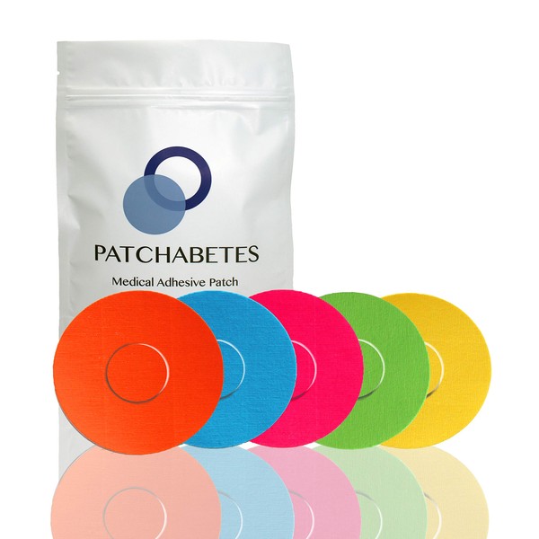 Patchabetes - Waterproof Adhesive Patches for Sensor, Compatible with Freestyle Libre, Medtronic, t:Slim and More, 20 Count - (Rainbow Pack)