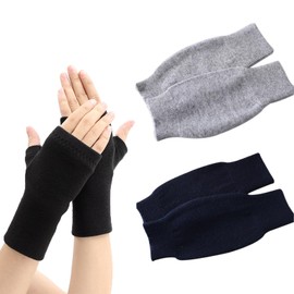 TRADERPLUS Women Fingerless Mittens Wrist Warmers Stretchy Knitted Half Fingers Thumb Hole Fingerless Gloves