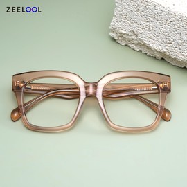 Zeelool Glasses Frame for Women, Square Eyeglasses Eyewear Frame with Clear Lens & Spring Hinges Willard ZJGA918675-01