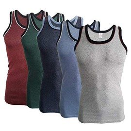 SGS Pack of 5 Men's Fine-rib Tank Tops Muscle Shirts, Pack of 5., l