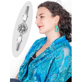 Pack of 4 Vintage Cardigan Clips for Women Pullover Clips Brooch Antique Scarf Clips Cardigan Clips Chain Collar Clips Closure for Collar Cape Scarves Coat, Faux Pearl Zinc