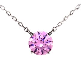 PLUSTER Women's 925 Sterling Silver Necklace, 1 Carat, Chain, 17.7 inches (45 cm), Adjustable Length, Single Piece, Accessory, H&C Cubic Zirconia, Simple, Popular, Birthday, Gift, Gift Box Set,