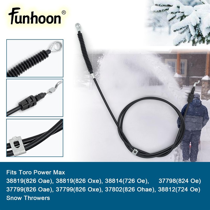 Funhoon 138-3672 Deflector Control Cable for Toro 726 OE, 824