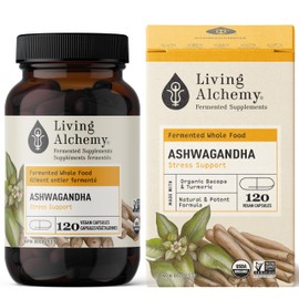 Living Alchemy Ashwagandha Supplement - Fermented Ashwagandha with Bacopa & Turmeric Capsules - Vegan - Living Alchemy, 120 Pcs