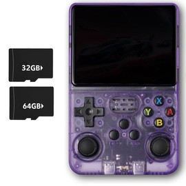 WUDS R36S Retro Handheld Game Console: 3.5 Inch IPS Screen Linux System Built-in 32GB+64GB and 1.5W+ Games Preinstalled Emulator System - Color: purple