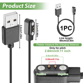 Smart Watch Charger Magnetic Charger Compatible with YAMAY SW023 Willful SW021 SW025 Letsfit ID206 ID205L ID205U ID205S ID216 Umidigi Uwatch 3S 3 2S 2 - Smart Watch Charger 2 Pin 2.84 mm Magnetic