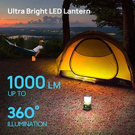 Linterna LED de camping, luces de camping alimentadas por pilas, 1000 lm, 4 modos de luz, luces impermeables IPX4, linterna portátil para cortes de energía, emergencia, huracán, senderismo, paquete de