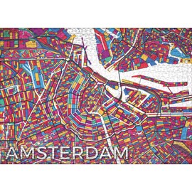 Ulmer Puzzleschmiede - Puzzle "Road Map Amsterdam" - Innovative 1000 Piece City Puzzle - Colourful City Map of Amsterdam as a Colourful Puzzle for Fans of Holland, Amsterdam and Puzzle Novelties