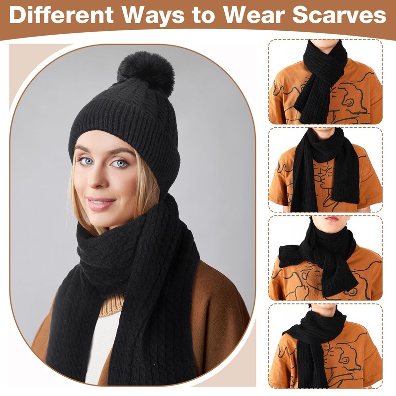 Liitrsh 12 Pcs Women Beanie Scarf Gloves Sets Knitted Beanie