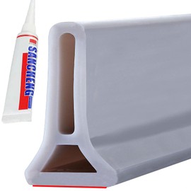 Adyawen Upgraded Version Foldable Shower Dam Shower Plug and Fixing System to Keep Water in The Bathroom and Keep The Shower Wet and Dry，Shower Water Stopper. (39 "L, Grey)