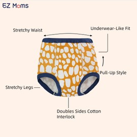 EZ Moms 4 Packs Toddler Potty Training Underwear for Boys and Girls Leakproof Soft Absorbent Kid Confident Toilet Training Pants 5T 100% Cotton Underwear Reusable Pee Pants with Potty Sticker Chart