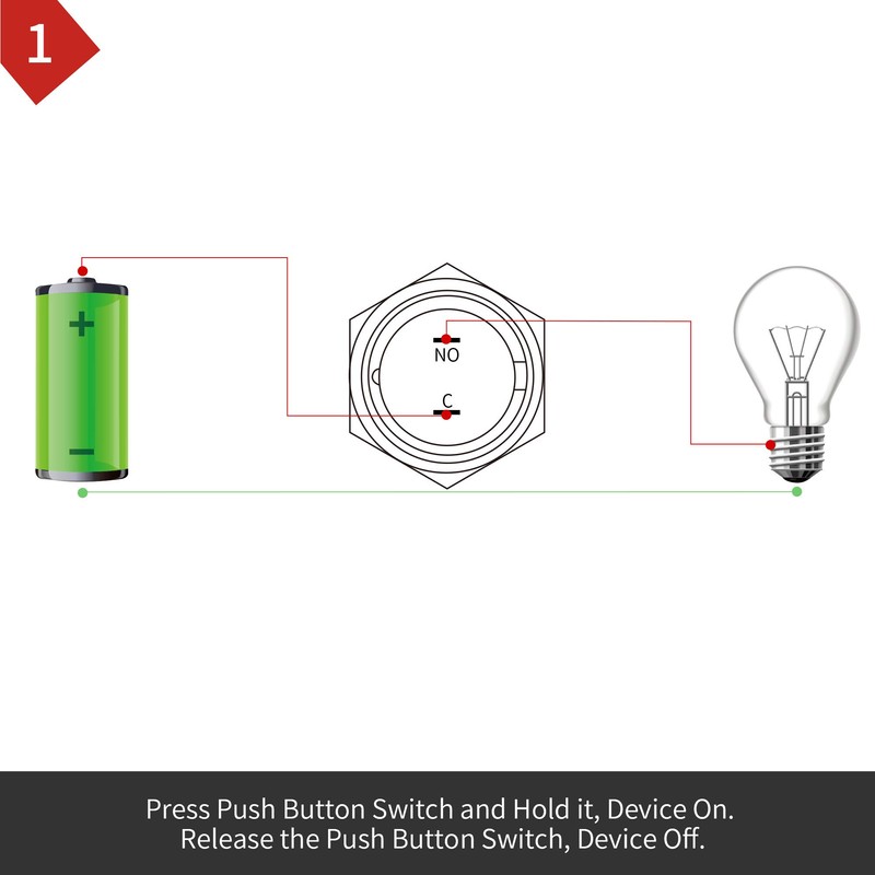 APIELE 19mm Momentary Push Button Switch High Round Cap Waterproof