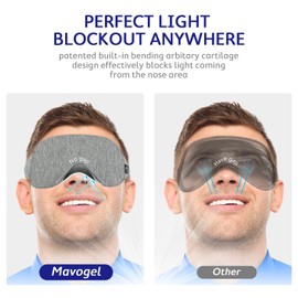 Mavogel Mavogel Cotton Sleep Mask - Updated Design Light Blocking Sleep Eye Mask, Soft and Comfortable Night Sleeping Mask for Men Women, Eye Blinder for Travel/Sleeping, Includes Travel Pouch, Grey