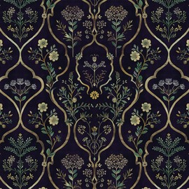 Jeweluck Floral Peel and Stick Wallpaper Vintage Floral Contact Paper 15.7inchx118.1inch Boho Floral Wallpaper Contact Paper Peel and Stick Removable Self Adhesive Wallpaper for Bedroom Decorative