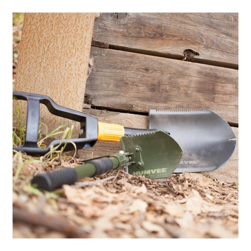 Humvee Folding Shovel, with Pickaxe, Rubber Grip, Olive Drab