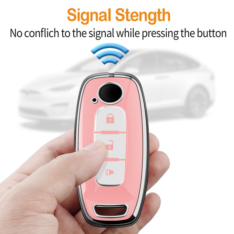 Sindeda for Nissan Key fob Cover with Leather Keychain Soft