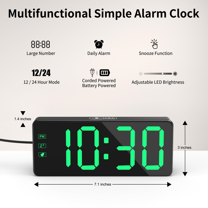 KWANWA Alarm Clock for Heavy Sleepers - 2.4" Super Bright