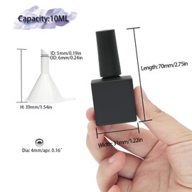 Agidea Botellas de esmalte de uñas vacías con tapa de cepillo, 10 ml,