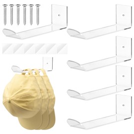 MICHIHOMIE 6 Stück Cap Halter für bis zu 30 Hüte, Baseball Cap Halterung Wand Selbstkleben/Bohren, Transparente Cap Aufbewahrung, Kappenhalter für Zimmer, Tür, Kleiderschrank
