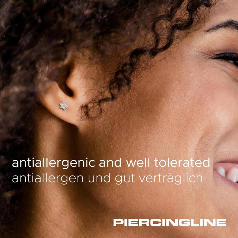 PIERCINGLINE Titanium Labret with Internal Thread Crystal Flower Piercing Lip