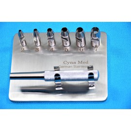 Premium German Keyes Dermal Punch Set of 6pcs 2mm to 7mm Dermatology Surgical Instruments CYNAMED