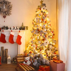 POTIVE 100 LED Warm White Christmas Lights Indoor Plug in,33ft Outdoor Christmas Lights Waterproof Connectable, 8 Modes White String Lights for Bedroom