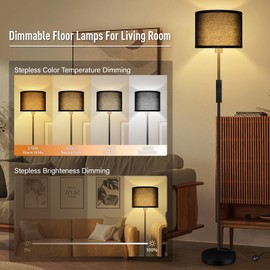 Floor Lamps for Living Room, Stepless Dimmable Floor Lamp with Remote, 2700K-6500K Colors Temperature & Brightness Adjustable,10W/1200LM Black LED Floor Lamp,Modern Standing Lamp for Bedroom/Office