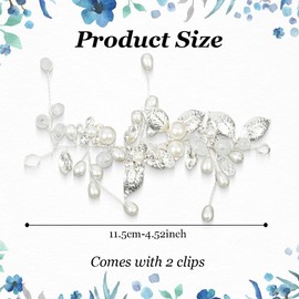 AYBUY Bridal Pearl Hairpin,Crystal Floral Pearl Hair Accessories,Handmade Flower Rhinestone Headpiece,Bridal Hair Accessories for Brides Bridesmaids Women Girls(Silver)