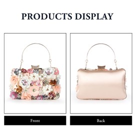 LHHMZ Women Elegance Floral Evening Clutch Bags Flowers Beads Wedding Tote Bags Bride Shoulder Handbags
