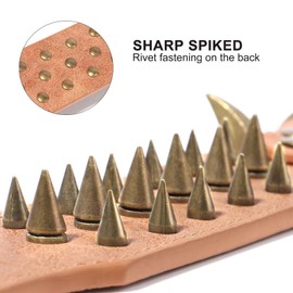 Beirui Heavy Duty Spiked Leather Dog Collar 2 inch Wide - Anti-Bite Sharp Rivet Studded Dog Collar for Medium Large Dogs Pit Bull Mastiff Bulldog(Brown,Neck for 14-19",Total Length 21.5")