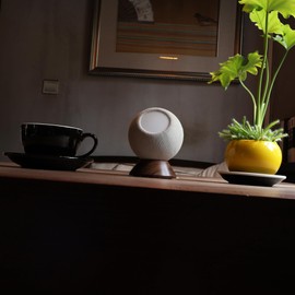 H Huaberich Black Walnut Stand for Apple HomePod Mini,Built-in Cable Management,Desktop Holder Mount for homepod Mini. (HomePod Mini)