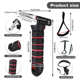 SIGANDG Pack of 2 Car Handle Assist for Elderly, Car Door Handle Multifunction Handle, Car Grab Handle - Car Door Handle Mobility Aids for Getting in and Out of Cars (Red)