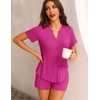 Anjue Women's Pajama Set Short Sleeve Sleepwear Layered Look Soft