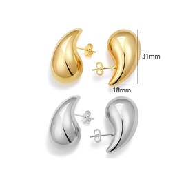 SULIUDAJI 2 Pairs of Golden Earrings Women's Drop Gold-Plated Earrings for Women, Fashion Jewellery Chunky Hoop Earring Dupes for Girls, Earrings Fashion Jewellery for Women and Girls