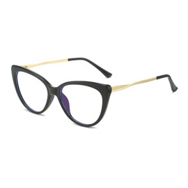 Cyxus Handy Computer 8144 Women's Blue Light Filter Glasses with Cat's Eye Lightweight TR90 Fashion Vintage Glasses Without Prescription Anti Harmful Blue Light UV400, 01-Black&Gold