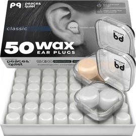 Peace&Quiet | PQ Tapones de silicona PQ para dormir - 50 tapones de cera para dormir y nadar, suaves y para el agua, con cancelación de ruido de 32 dB (50 almohadillas)